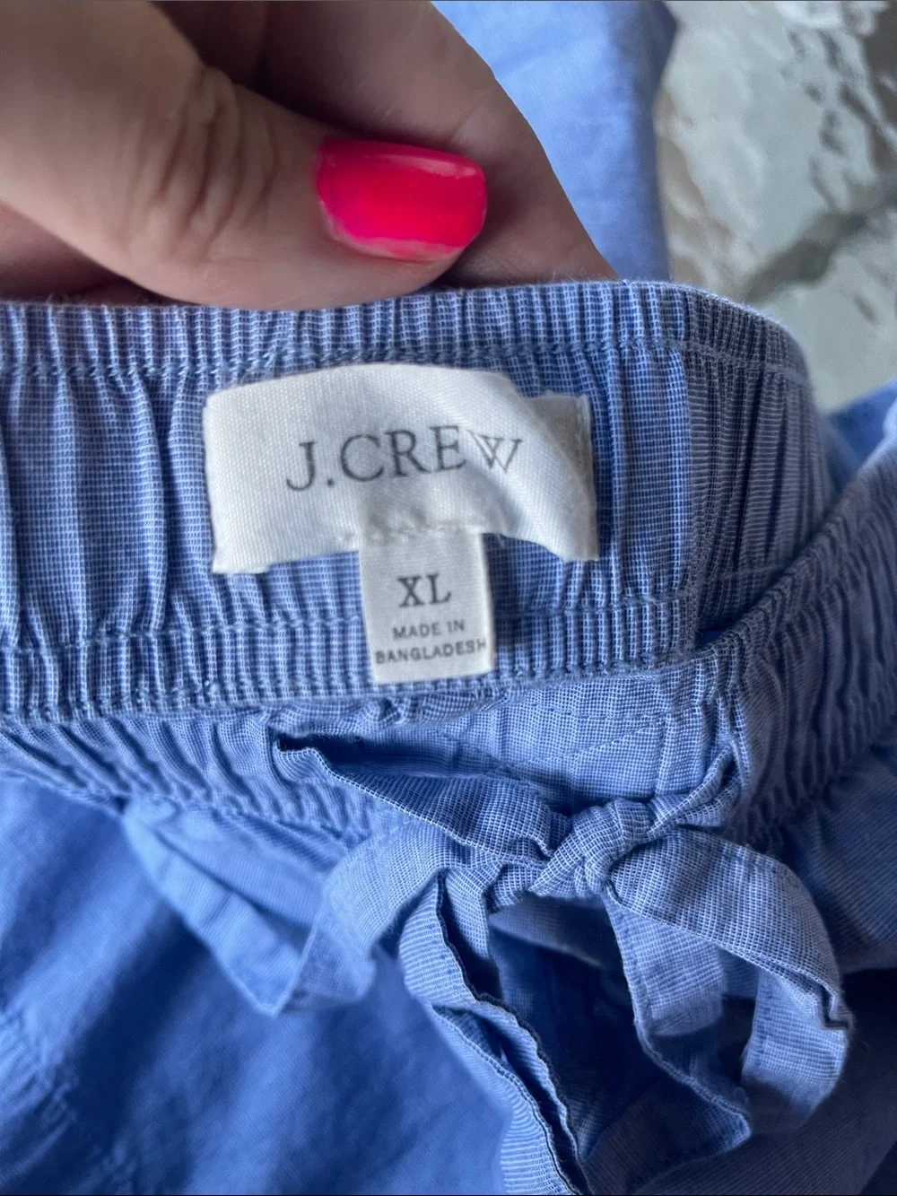 J. Crew Pajama Set in cotton herringbone Light Blue Long-Sleeve